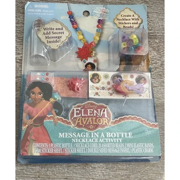 NEW Disney Elena Of Avalor Message in a Bottle Necklace Activity-Stickers Beads - Picture 4 of 6